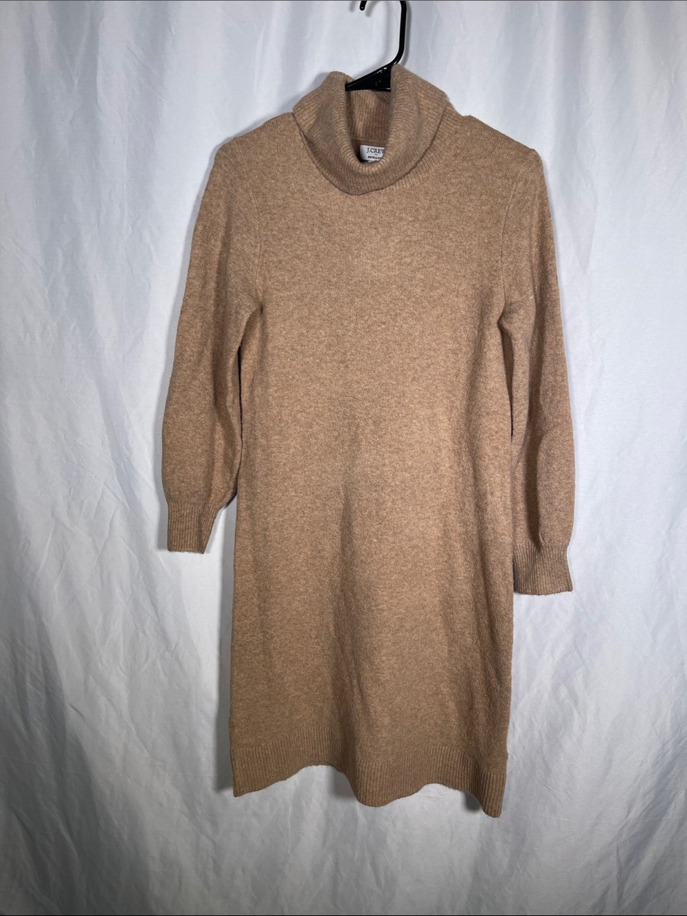 J. CREW WOMENS TURTLENECK SWEATER DRESS TAN SMALL EXTRA SOFT BL702